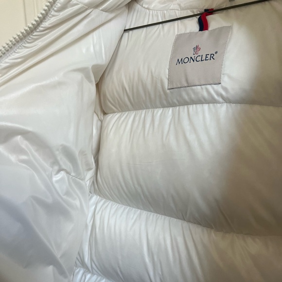 White Moncler Laichefur Hooded Short Down Jacket - Picture 14 of 16